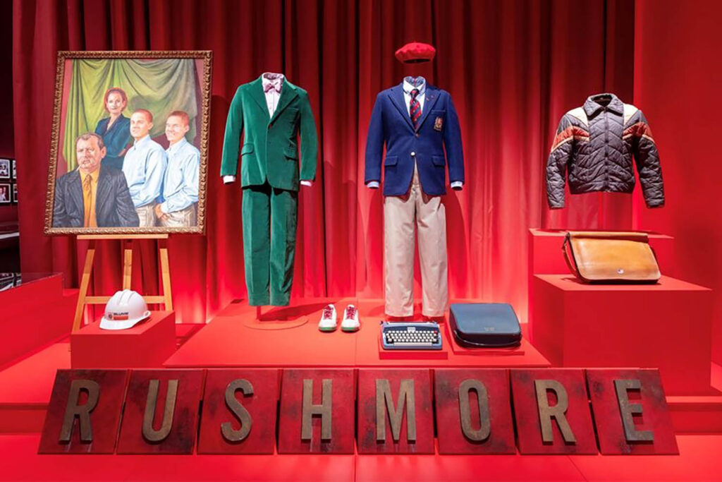 A photograph of a collection of props and costumes from the film Rushmore.